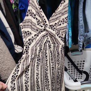 Elegant Black and Cream Floral Dress